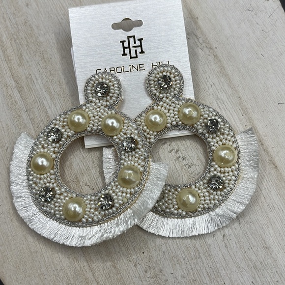 Mercier Embellished Earring Ivory, new on card, Caroline Hill - Picture 3 of 4